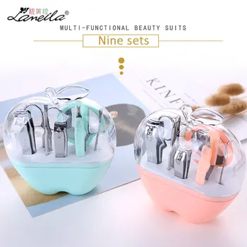 

Nail Pliers Suit Nail Clippers Suit Cute Fashion Beauty Tool Set 9pcs Apple Salon Manicure Exfoliating Scrub Trim Wholesale