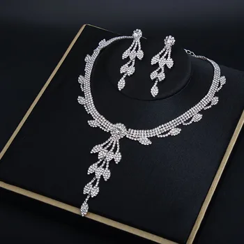 

LADY JEWELRY SET EUROPEAN AMERICAN TEMPERAMENT RHINESTONE FLOWER CLAVICLE NECKLACE EARRING BRIDAL WEDDING PHOTOGRAPHY ACCESSORIE