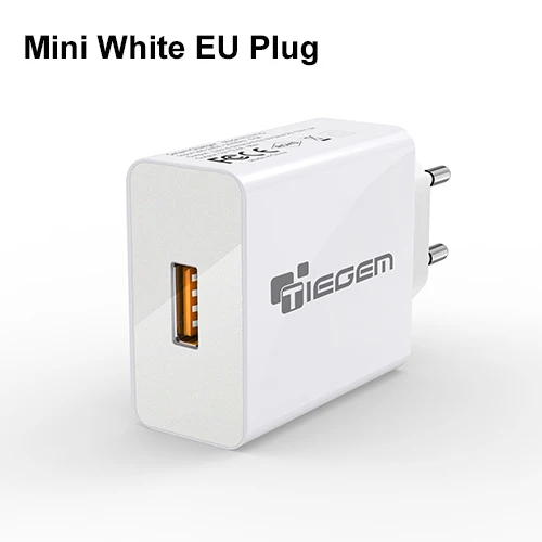 Mini White EU Plug TIEGEM Quick Charge 3,0 USB настенное зарядное устройство адаптер 18 Вт EU US Plug Универсальное зарядное устройство для мобильных телефонов для samsung iphone 7 - Тип штекера: Mini White EU Plug