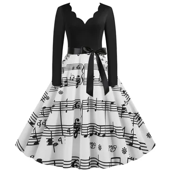 

Madam clothing OWLPRINCESS 2019 printed retro v-neck party dress
