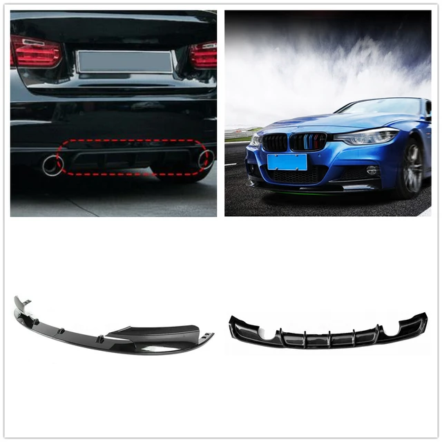 For BMW F30 F31 3 Series 320i 2012-2018 M Sport Carbon Look/Gloss/Matte  Black Rear Bumper Diffuser+Front Spoiler Splitter Lip - AliExpress