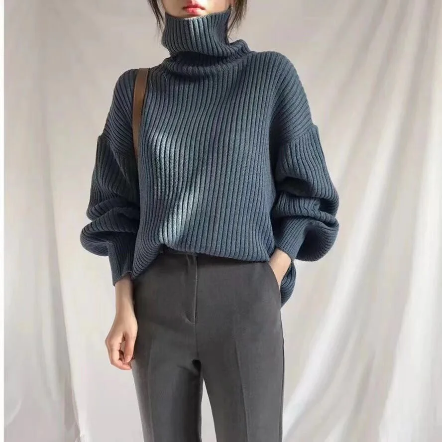 Turtleneck New Winter Sweater Women Pullover Girls Tops Knitting Vintage Autumn Female Knitted Outerwear Warm Sweaters Oversize | Женская