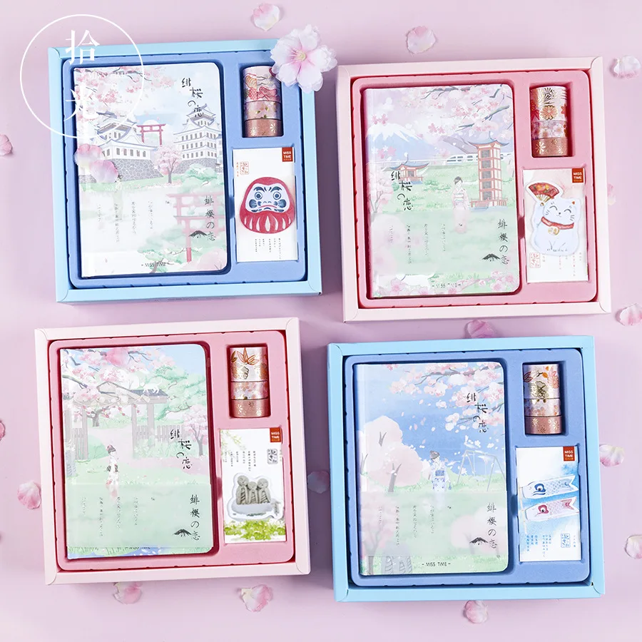

TIMEAGE Artistic Indie Notebook A5 Hand Books Set Cute Notepad Printed Logo