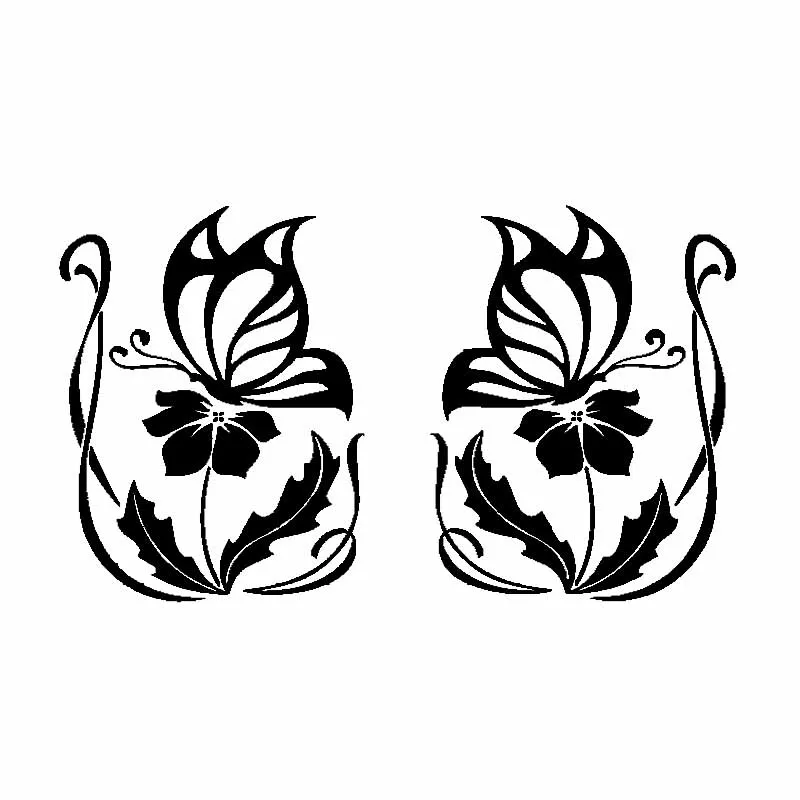 

PLAY COOL Car Sticker Butterfly 2 Flower Pair Pretty Cute Automobiles Motorcycles Exterior Accessories Vinyl Decals