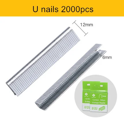 2000pcs U nail 3 в 1 гвоздь степлер для мебели степлер для деревянной двери обивка обрамление заклепки пистолет комплект гвоздиков заклепки инструмент Nietzange - Цвет: 2000pcs U nail