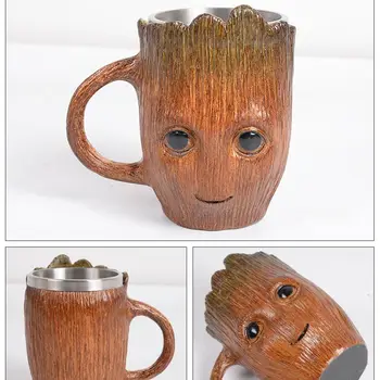 

Tree Man Grut Stainless Steel Coffee Cup 3D Tree Man Tea Cup Large Capacity Cartoon Creative Cup