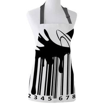 

Barcode Pattern Spilled Paint Bucket Print Apron Print Unisex Kitchen Bib with Adjustable Neck for Cooking Gardening