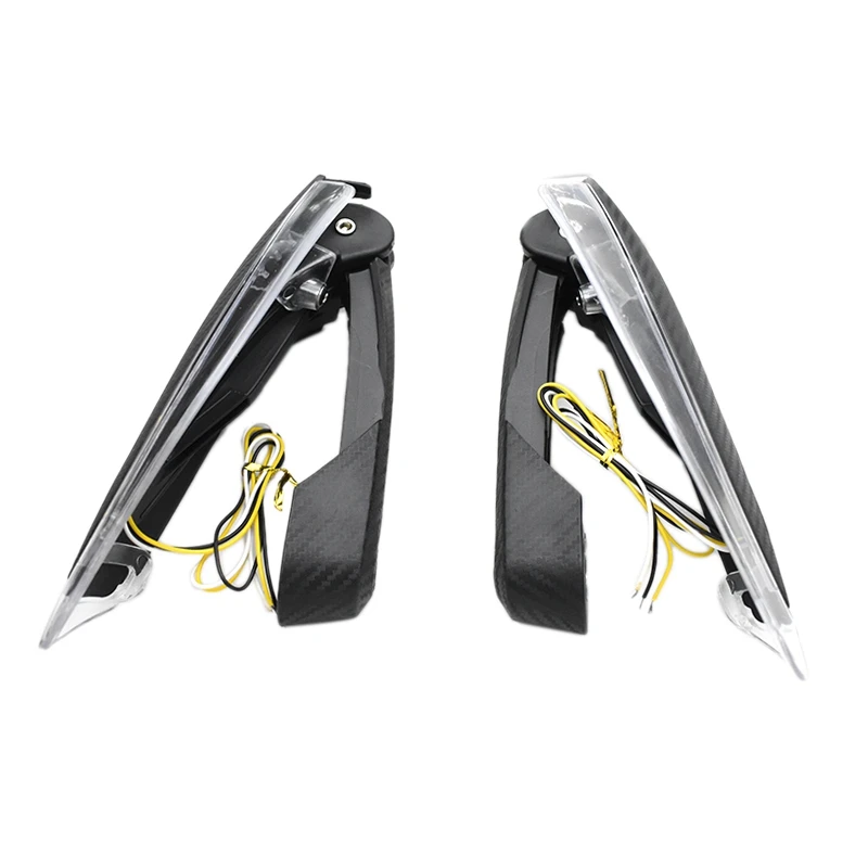 

1 Pair LED Motorcycle DRL Turn Signal Brush Handle Bar Handguards Wind Deflector