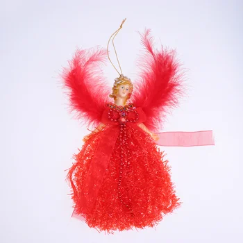 

Cute Christmas Angel Hanging Pendant Lovely Plush Doll Pendant Ornament Party Supplies for Home Christmas Tree (Red)