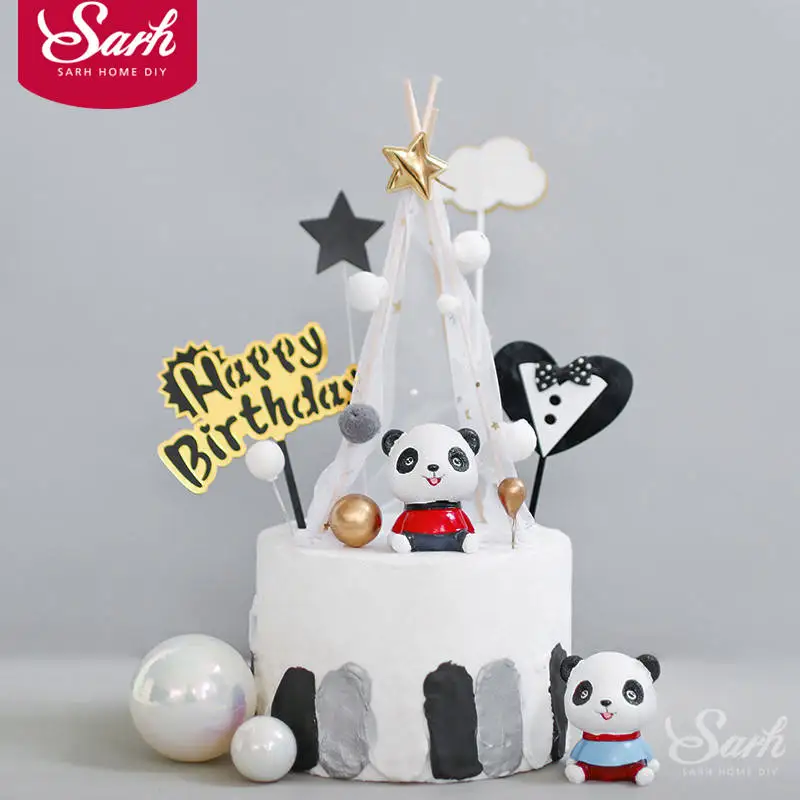 Коллекция панда качающаяся голова торт Топпер Hairball Звезда палатка с днем рождения украшение для свадьбы юбилей выпечка в подарок