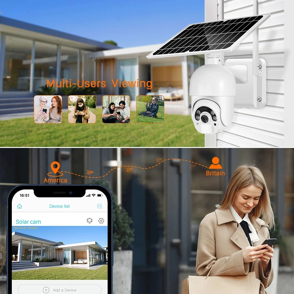 US $83.50 HONTUSEC 4G Camera 3MP Solar PTZ IP Camera Outdoor Night Vision Two Way Audio Solar Power Security Rechargeable Battery Camera