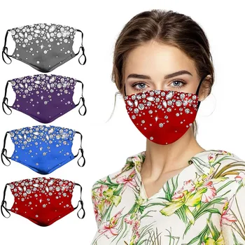 

Bling Glitter Reusable Mouth Face Mask Diamond Sparkle Sequin Resist Smog Dustproof Mask With Filters Protection Cover Masque