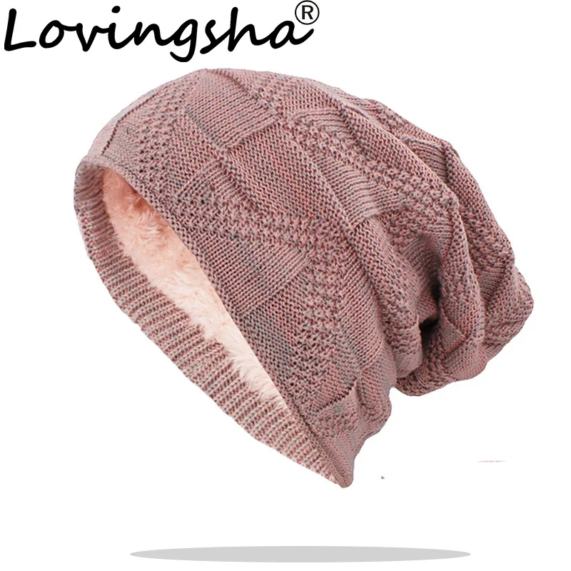 LOVINGSHA Women Men Winter Warm Hat For Adult Unisex Outdoor New Wool Knitted Beanies Skullies Casual Cotton Hats Cap HT143 skully with the brim