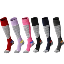 Профессиональные мужские и женские теплые лыжные длинные носки, зимние спортивные лыжные носки, носки для велоспорта, бега, футбола, 6 цветов