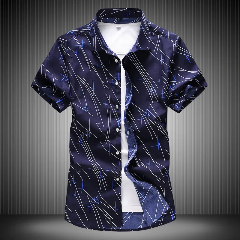 

Shirt Supply of Goods New Style Plus-sized Menswear Printed Short-sleeved Shirt Black Background