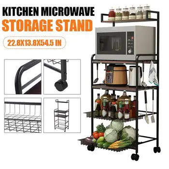 

5 Tiers Storage Organizer Trolley Cart Save Space Kitchen Organizer Bathroom Movable Rack Wheels Kitchen Holder Accessories