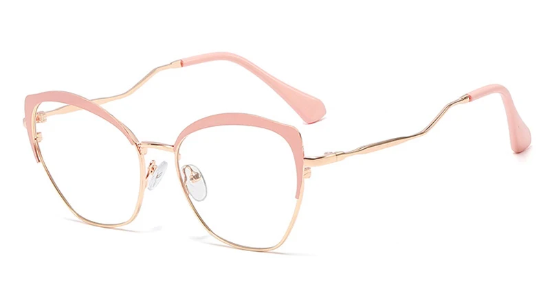 pink gold Kachawoo кошачий глаз оптические очки в оправе Женские Ретро стиль черные розовые металлические очки прозрачные линзы женские рождественские подарки - Цвет оправы: pink gold