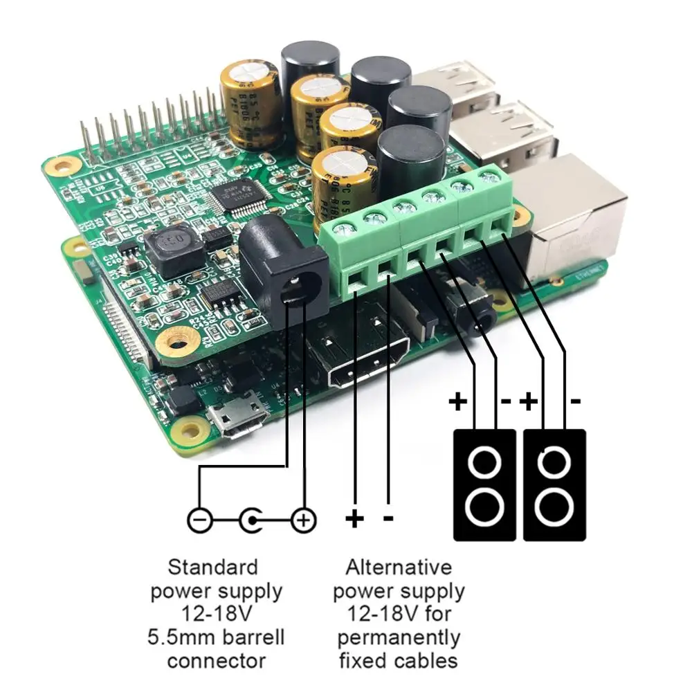 Rpi HiFi AMP Hat совместим с Raspberry Pi 4 Zero W 3B +|Аксессуары для демонстрационных стендов| |