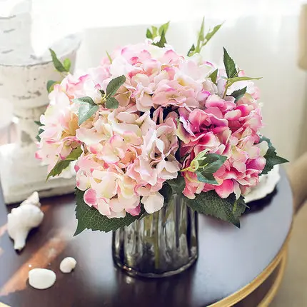 

1pcs dia 18cm artificial hydrangea Fabric flower with leaf bud