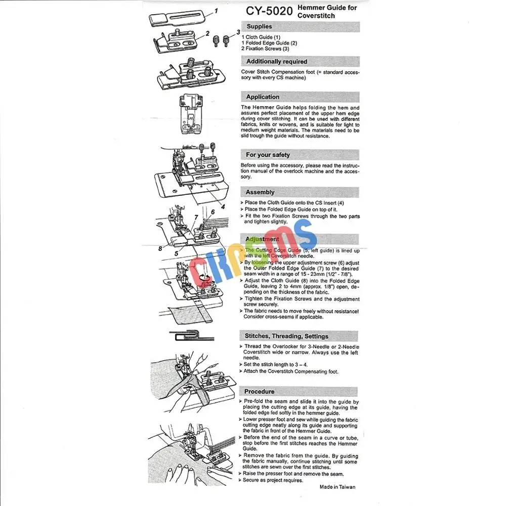 1 комплект# A9140C090B0 эксклюзивная Регулируемая папка HEMMER CoverStitch Hem GUIDE подходит для Juki Serger MO-735 MCS1500