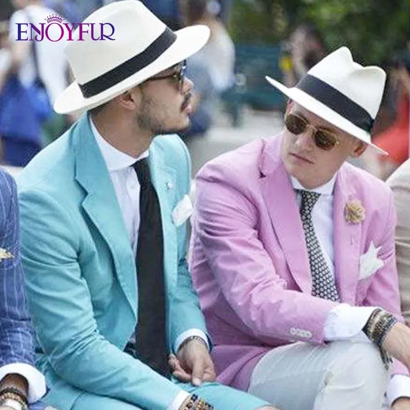 Шляпа от солнца ENJOYFUR Соломенная пляжная шляпа для мужчин и женщин с УФ защитой