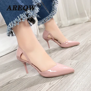 

2020 Summer Female Sandals Pointed Toe High Heels Nude Color Tip with 7cm Fine with High Heels Pumps Zapatos Mujer
