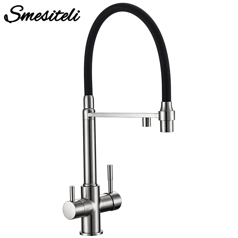Ósmosis inversa Tri Flow 3 en 1 grifo de cocina de 3 vías grifo de agua en Color de acero inoxidable