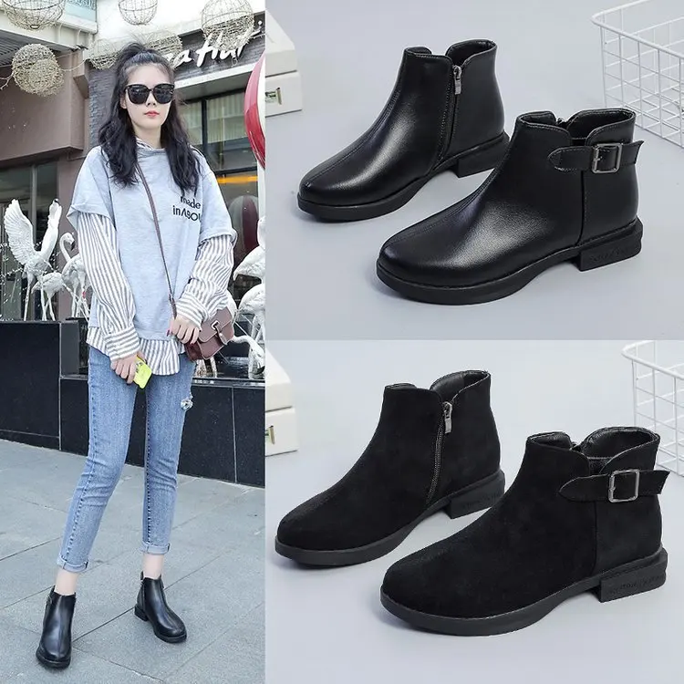 

Chelsea Short Boots Women's 2019 New Style British Style Versatile Ozhouzhan Breathable Side Zipper Martin Boots Autumn & Winter