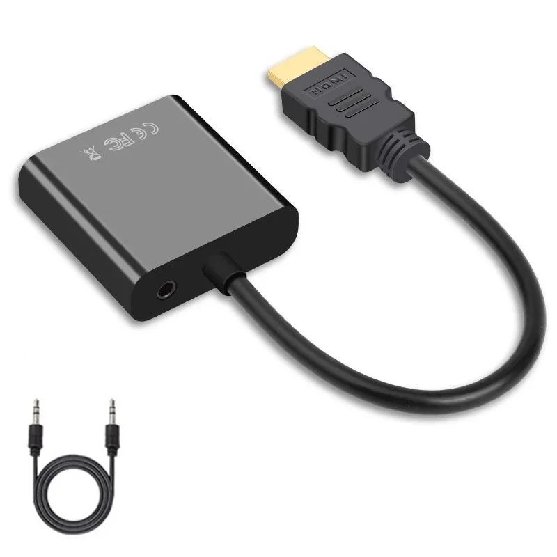 HDMI в VGA адаптер с aduio кабелем HDMI разветвитель в VGA конвертер цифровой аналоговый HD 1080p для ПК ноутбук планшет HDMI кабель - Цвет: Audio No Power