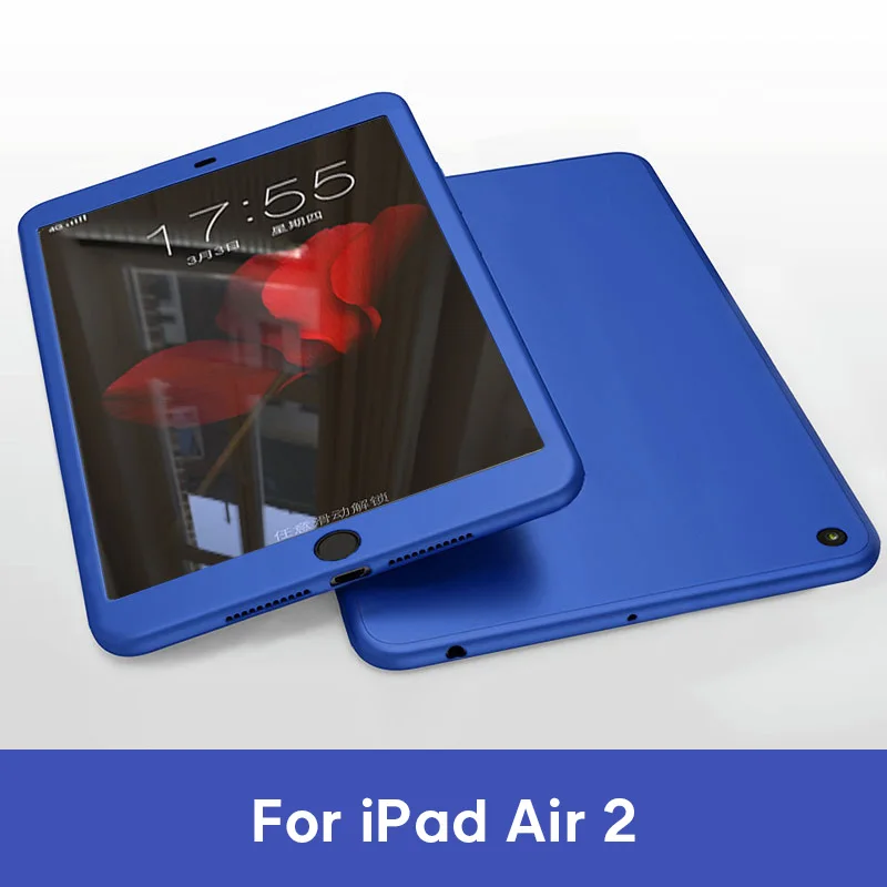 Силиконовые 360 Полное покрытие чехол для ipad 9,7 чехол для ipad 10,2 для ipad mini 4 5 для ipad Pro 10,5 воздуха, версия 1, 2, 3 со стеклом - Цвет: For iPad Air 2 NV