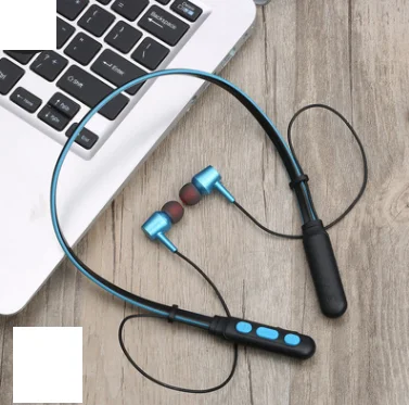 Спортивные Беспроводные Bluetooth Подвесные наушники BT 5,0 наушники бас звук беспроводные наушники с микрофоном для Iphone 7 X samsung - Цвет: Синий