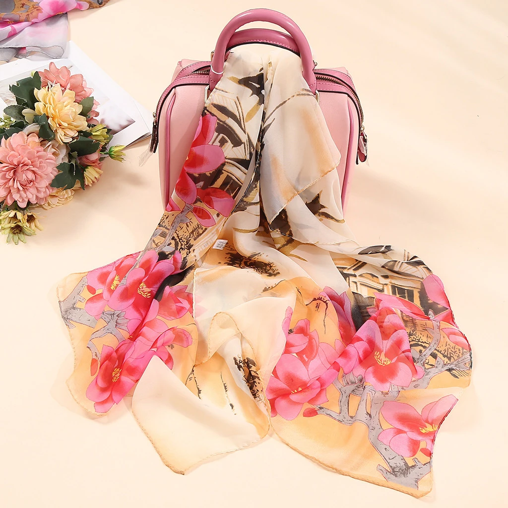2019 Scarves For Women Hot Sale Print Flower Scarves Wrap Sunscreen Beach Long Hijab Four Seasons Available Cape Female 919