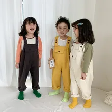 Новое поступление, весенний Модный хлопковый комбинезон для девочек, детский комбинезон ярких цветов, детские штаны