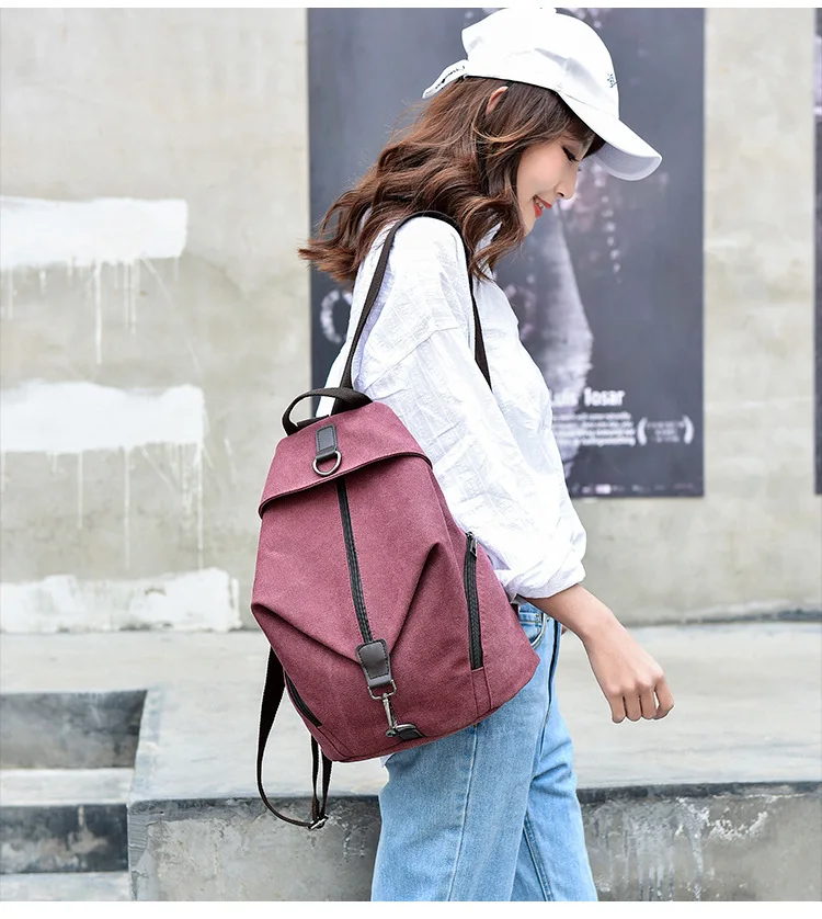 Female Vintage Canvas Backpack Women Casual Bag Anti-theft School Bags For Teenage Girls Women's Small Travel Retro Backpacks
