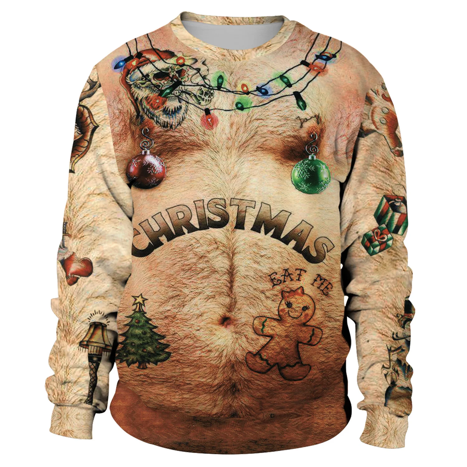 Уродливый Рождественский свитер Санта эльф Забавный пуловер женские мужские худи, свитеры Топы Осенняя зимняя одежда - Цвет: Size L