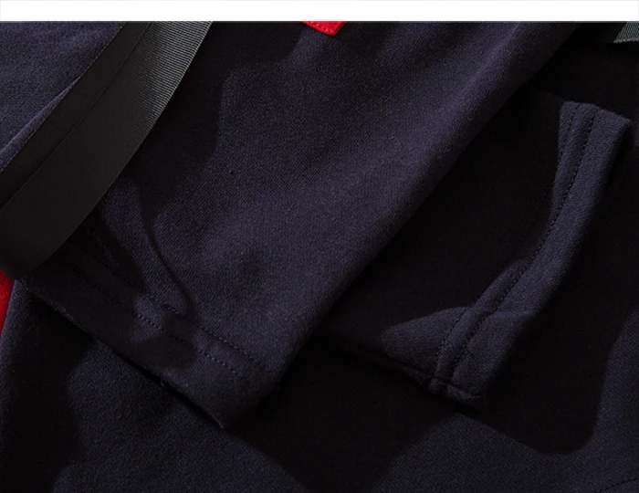 AELFRIC лоскутное письмо печати мужские толстовки Harajuku Мульти Карманы ленты пуловер Модные повседневные толстовки с капюшоном уличная одежда