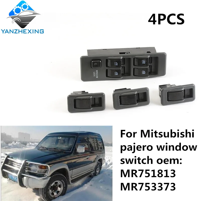 YANZHEXING 4Pcs Hight Quality For Mitsubishi pajero Shogun MK2 1990-1995 Window control switch oem: MR751813 MR753373 | Автомобили и