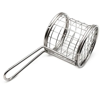 

2Pcs Mini Round Fries Basket Oil Strainer French Fries Chef Kitchen Basket Frying Net Colander Kitchen Accessories