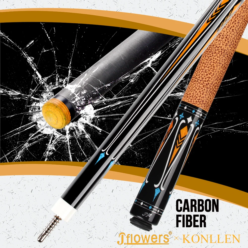 

KONLLEN JFlowers Carbon Energy 12.5mm Carbon Fiber Pool Cue Shaft Stick Radial Teeth Titanium Alloy Joint Cowhide Grip Play Cue
