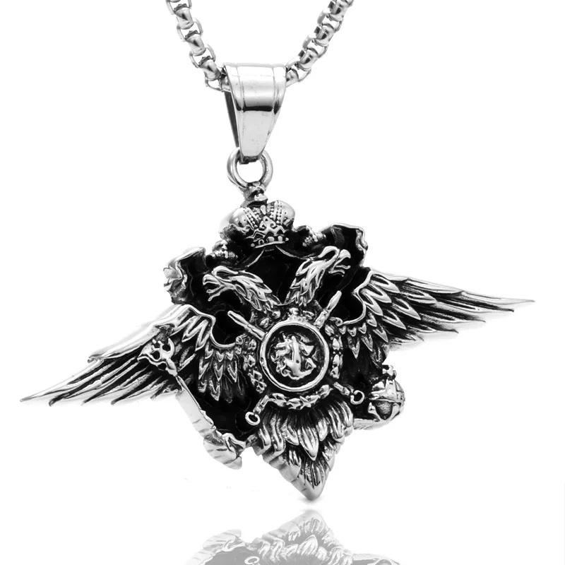 

Eagle Necklace Pendant for Men Stainless Steel Punk Jewelry Biker Eagle rhombus Pendant