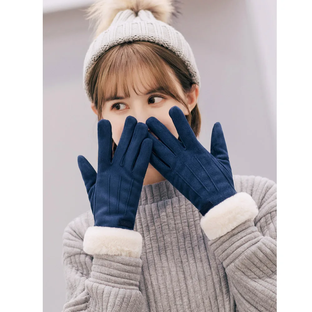 1 Pair Winter New Fashion Women Gloves Autumn Cute Furry Warm Mitts Full Finger Mittens Outdoor Sport Female Gloves Screen