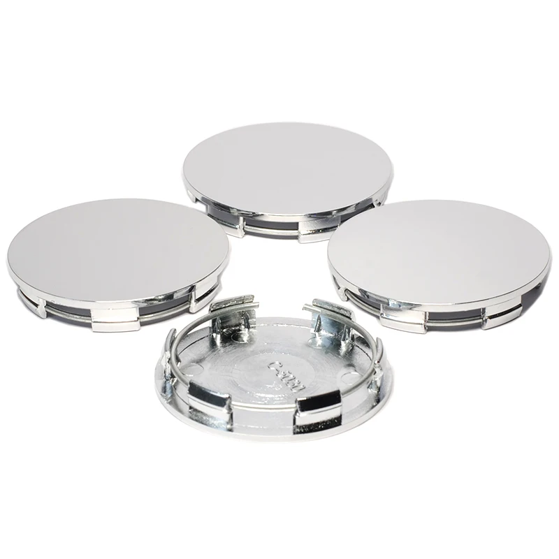 4pcs/lot 60MM Silver Chrome Plastic Flat Surface Car Wheel Center Hub Caps Cover Auto Rim Tire Hubcap