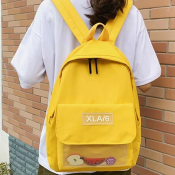 

AUAU-Waterproof Nylon Women's Backpack Female Transparent Flip Front Bag Travel Bag School Bag Suitable for Girls