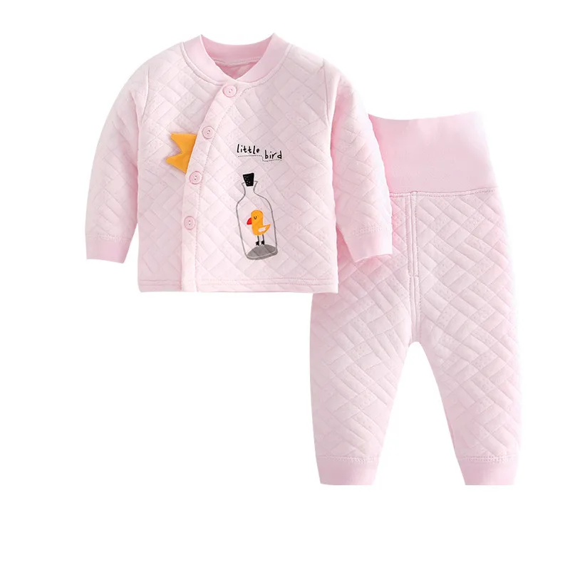 9793 pink Осенне-зимняя детская теплая одежда, комплект из 2 предметов для маленьких мальчиков и девочек из хлопка, майка с длинными рукавами+ набор длинных брюк для детей 1-24 месяцев - Цвет: 9793 pink