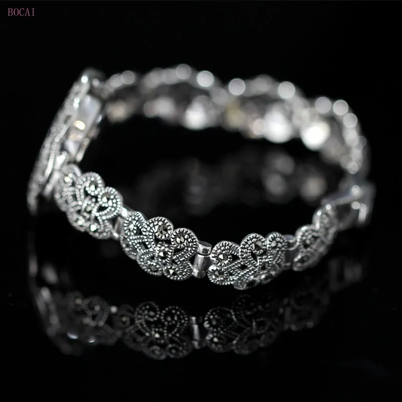 Серебро 925 пробы S925 Серебряные часы браслеты для женщин модные ювелирные изделия тайское ремесло Ретро Женские часы-браслет Новинка