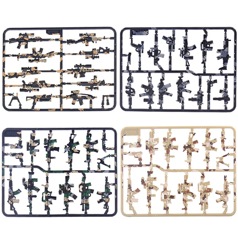 Single Sale Military Parts Camo Suit M24 Sniper Rifle Submachine Machine Gun MOC SWAT Model Building Blocks Brick Toys For Kids | Игрушки и