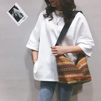 

Large Capacity Vintage Striped Bohemian Bag Women's Handbags Girl School Books Sling Shoulder Crossbody Bag Messenger Bags