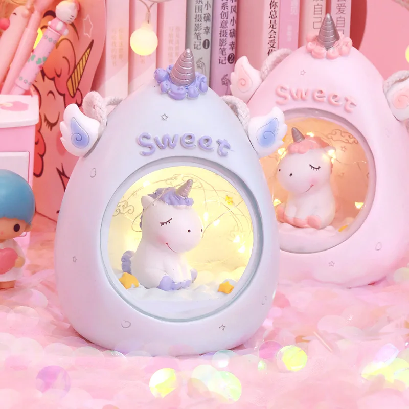 

Creative Cartoon Resin Unicorn Night Light For Children Baby Kids Bedside Lamp children Toy Animal Bedroom Decor Home Decor Gift