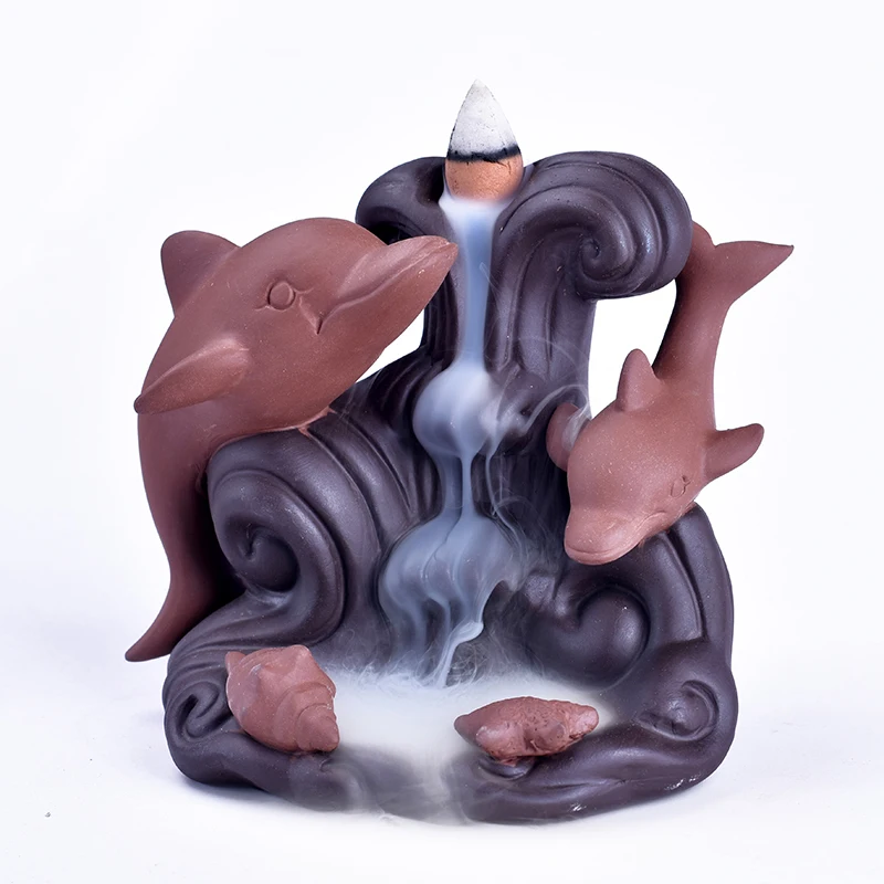 Дельфин обратного потока благовоний горелки Ароматерапия медитация водопад дымовой паровой