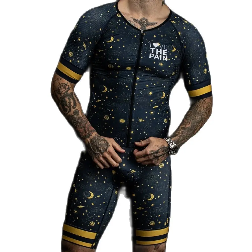

Love The Pain Men's Cycling Skinsuit Triathlon Speedsuit Trisuit Short Sleeve Speedsuit Maillot Ciclismo 2021 New style Jumpsuit